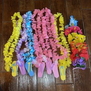 Hawaiian Leis with Flip Flops & Hair Clips